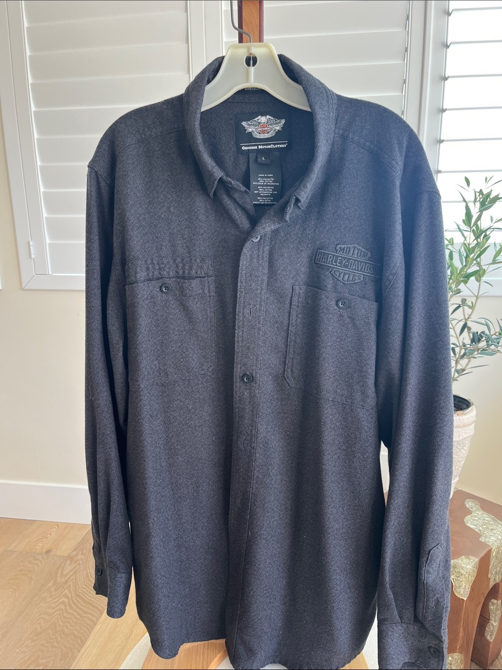 Harley-Davidson Charcoal Black Long-Sleeve Soft Flannel Shirt